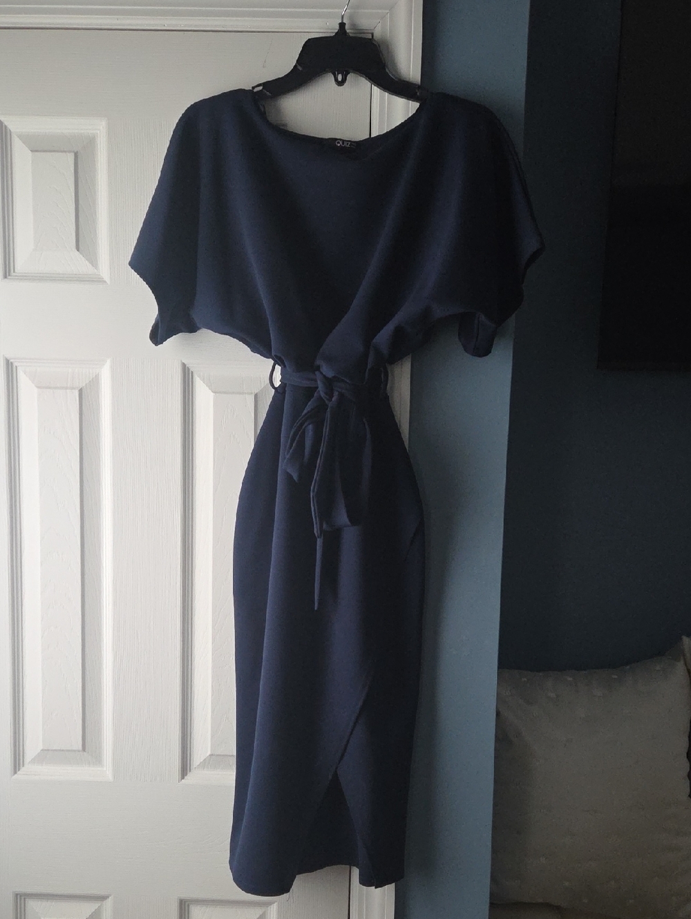 Quiz Navy Belted Midi Dress